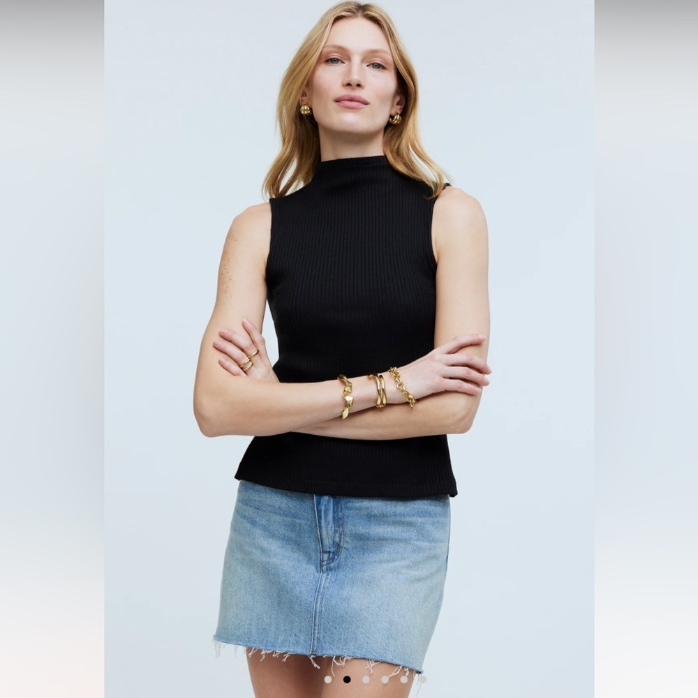 NEW Madewell Side-Slit Mockneck Tank Size XS True Black - Picture 2 of 10